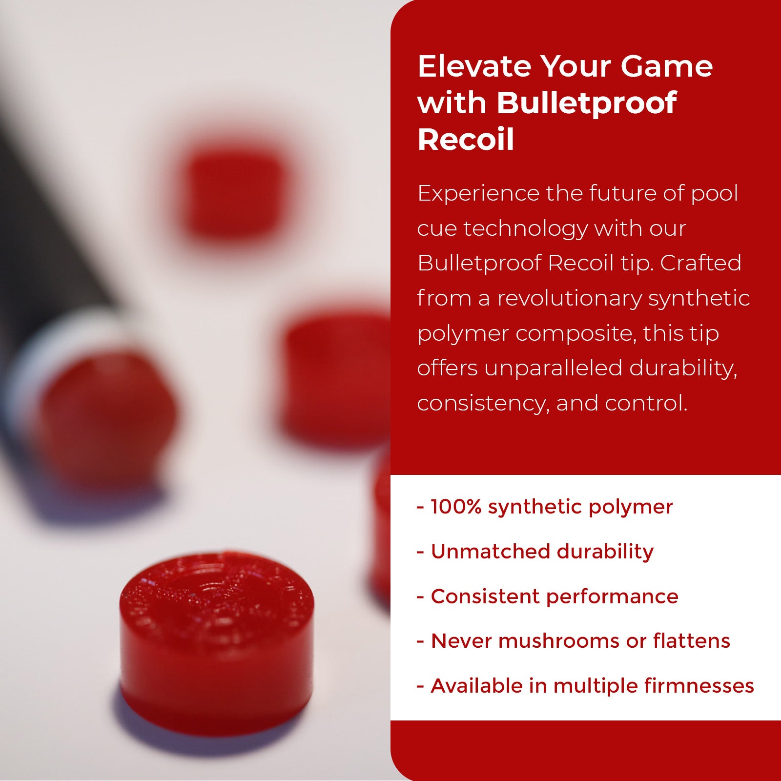 Buuletproof Bulletproof RECOIL Full Synthetic Playing Tip – Bulletproof Break Tips